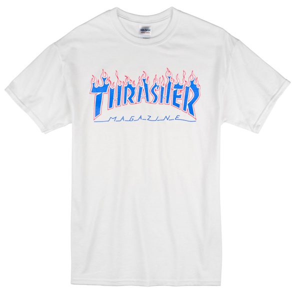 thrasher blue flame shirt