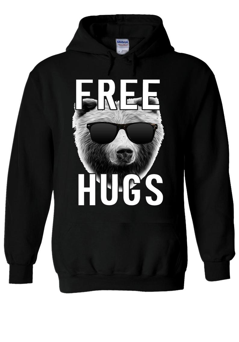 Free Hugs Bear With Sun Glasses Swag Hoodie Free
