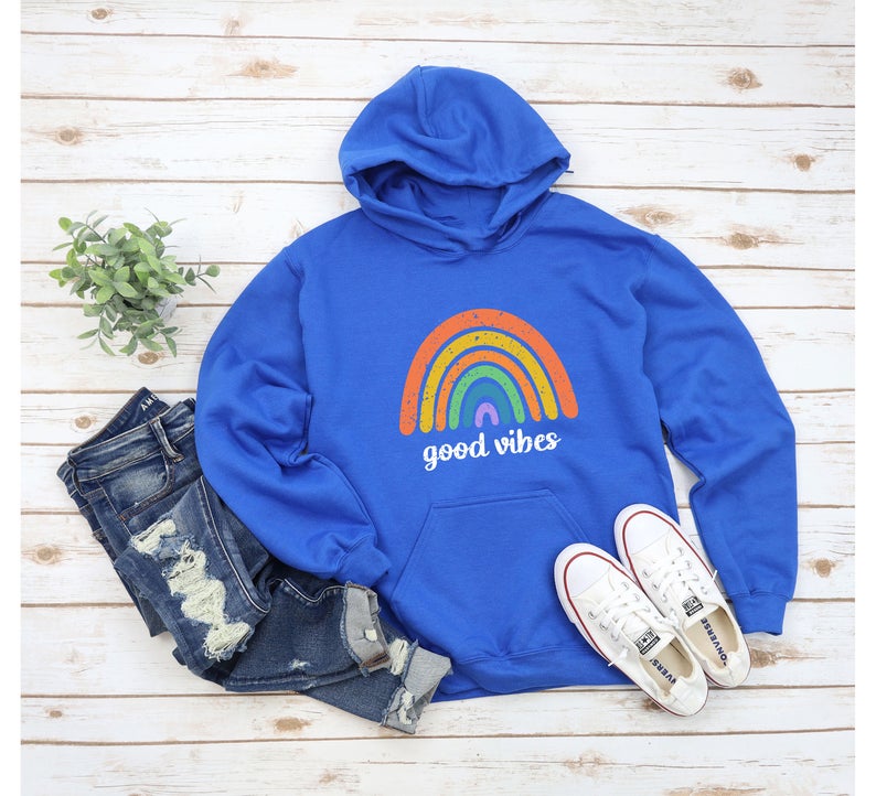 Good Vibes Boho Rainbow Hoodie Good Vibes Boho