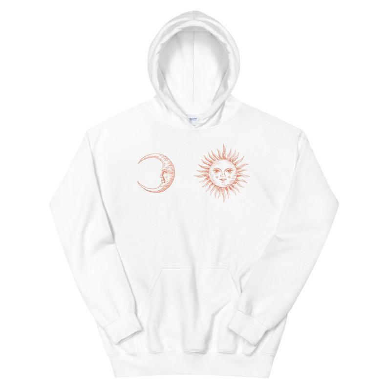 sun and moon print hoodie
